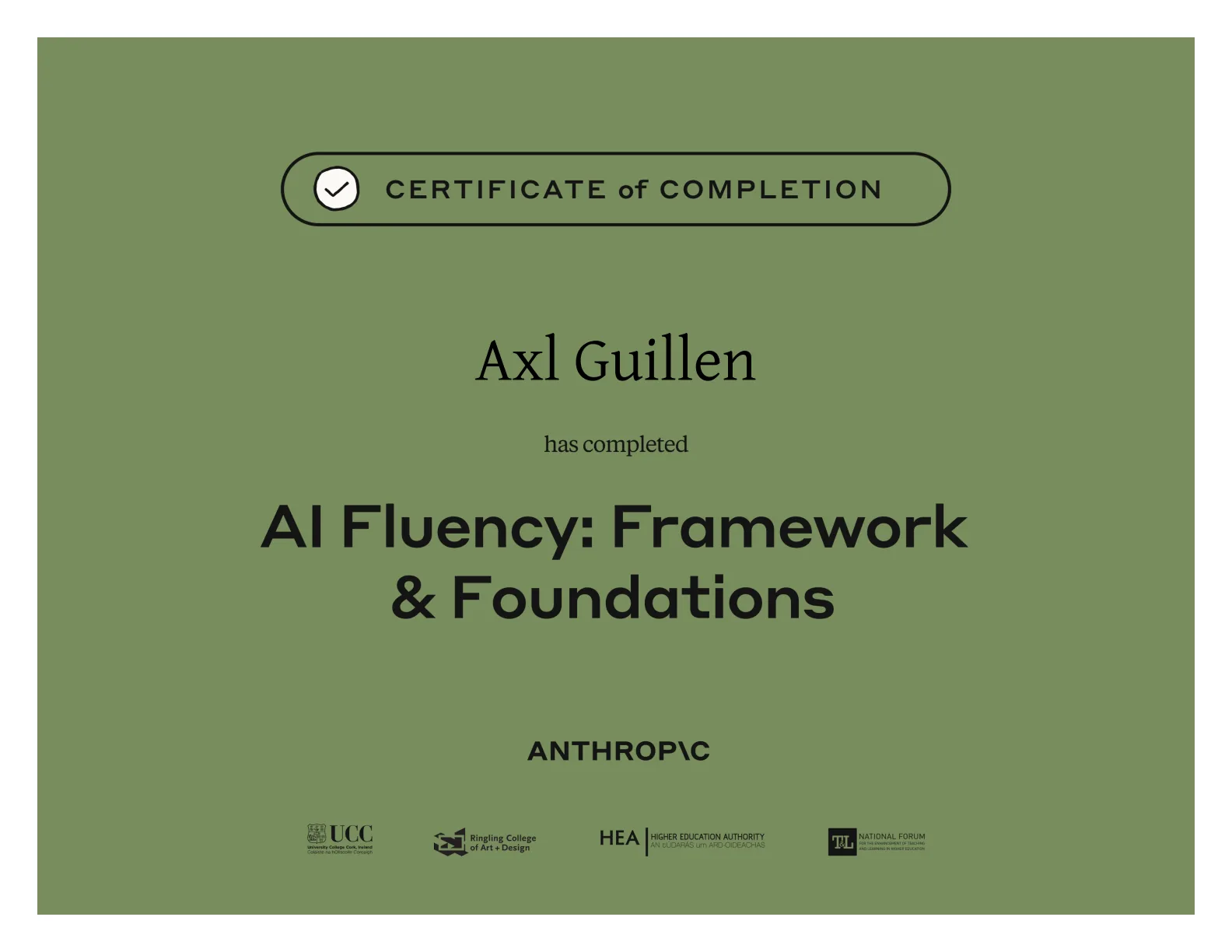 AI Fluency: Framework & Foundations certificate