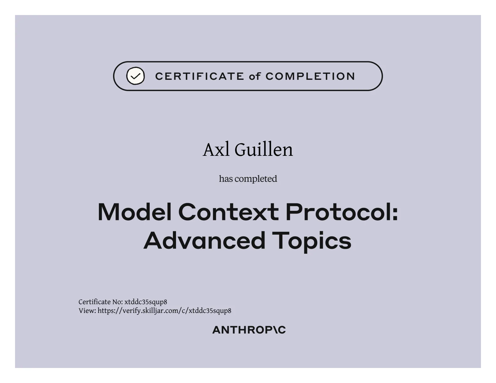 Model Context Protocol: Advanced Topics certificate