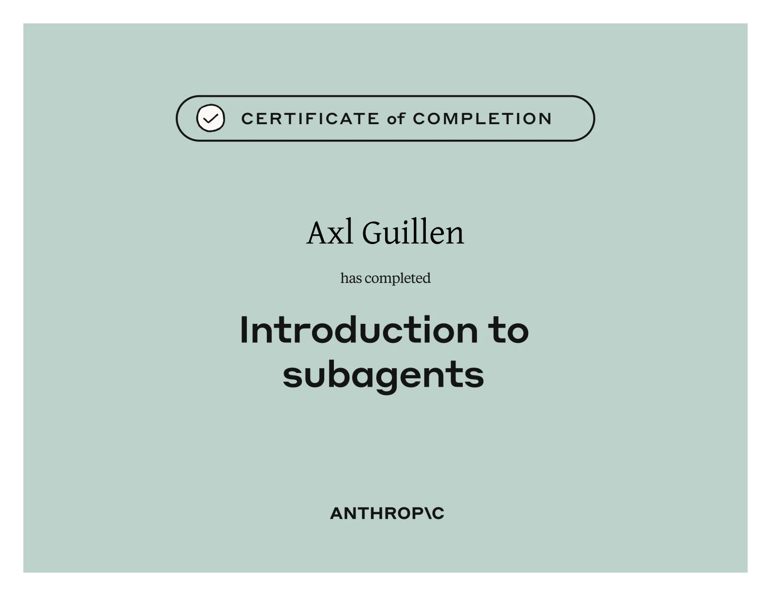 Introduction to subagents certificate