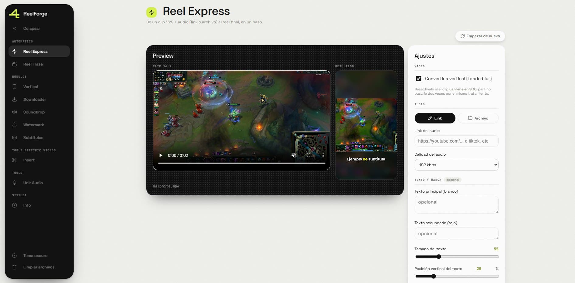 ReelForge screenshot