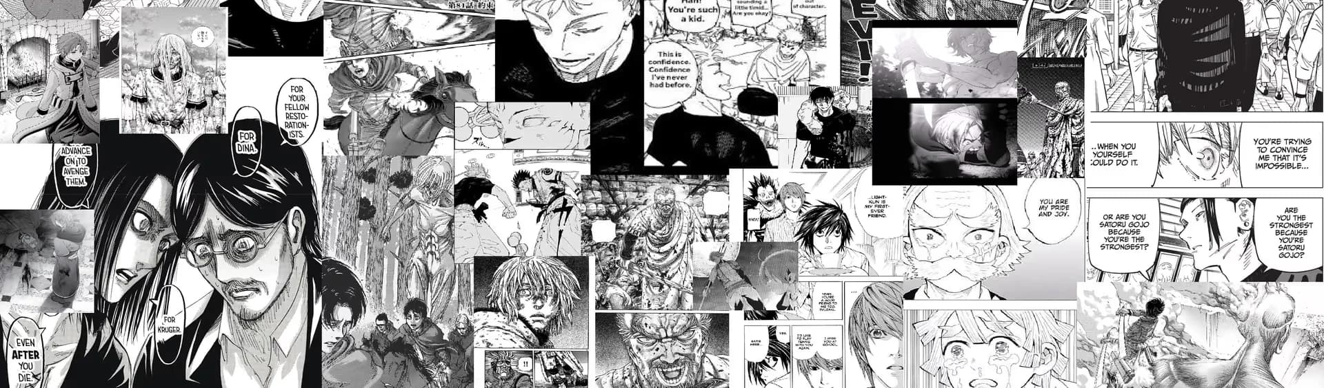 Collage of black-and-white manga panels, bottom half
