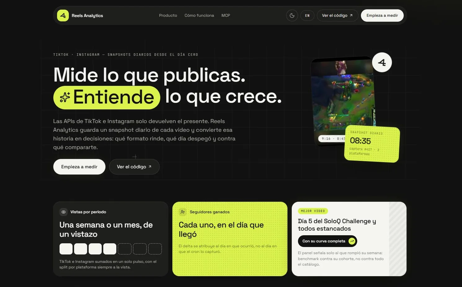 The public landing: measure what you post, understand what grows.